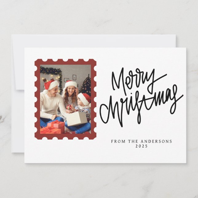 Elegant Minimal Jul | Modern Familjefoto Julkort (Framsida)