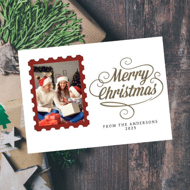 Elegant Minimal jul | Modern familjefoto Julkort (Skapare uppladdad)