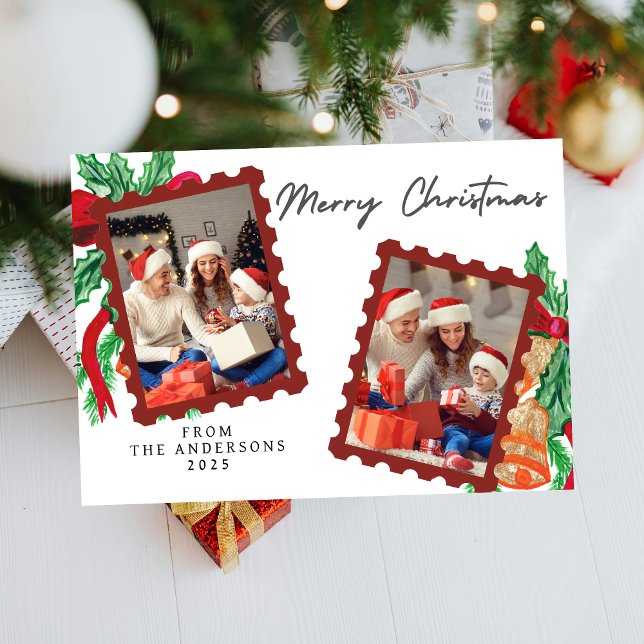 Elegant Minimal jul | Modern familjefoto Julkort (Skapare uppladdad)