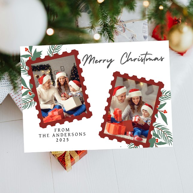 Elegant Minimal jul | Modern familjefoto Julkort (Skapare uppladdad)