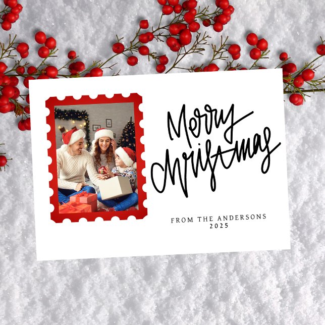 Elegant Minimal jul | Modern familjefoto Julkort (Skapare uppladdad)