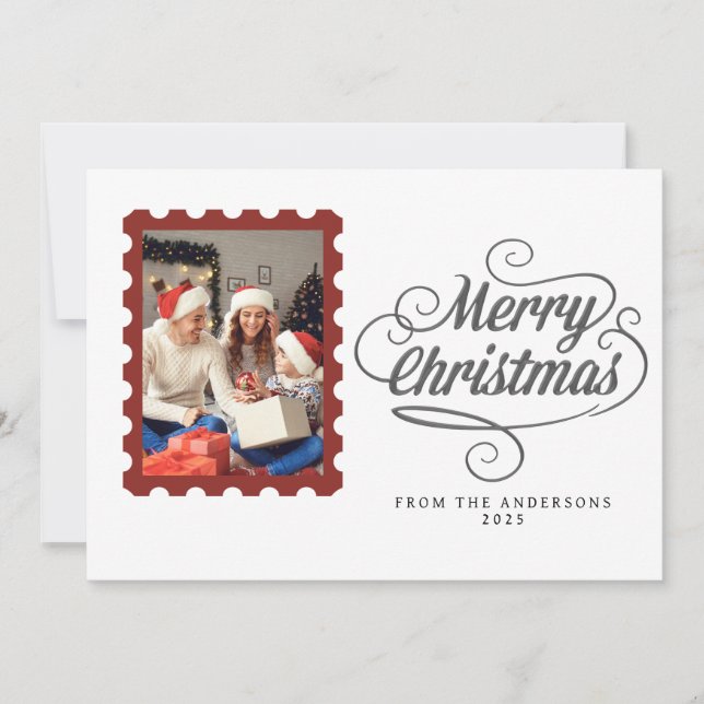 Elegant Minimal jul | Modern familjefoto Julkort (Framsida)