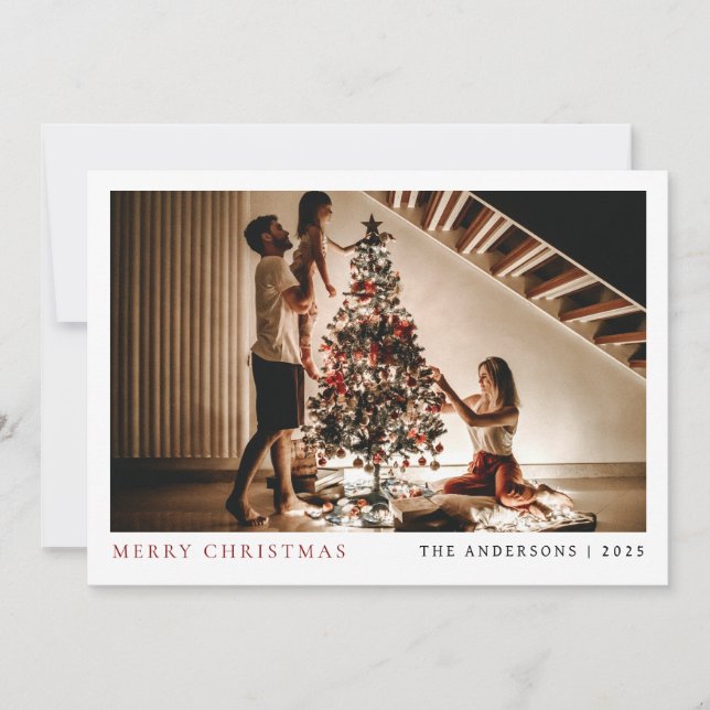 Elegant Minimal jul | Modern familjeporträtt Julkort (Framsida)