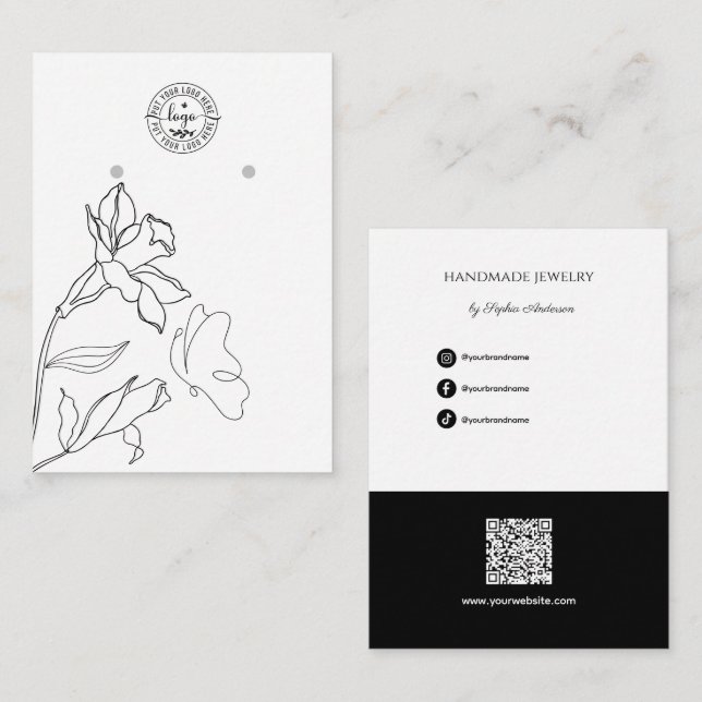 Elegant Minimal Juveler Hängepresentkort Visitkort (Fram/baksida)