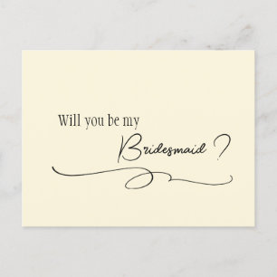 Elegant Minimal kalligrafi Bridesmaid Frieri P Vykort