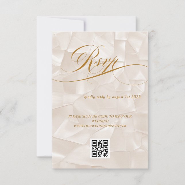 Elegant Minimal kalligrafi Bröllop QR-kod OSA Kort (Framsida)