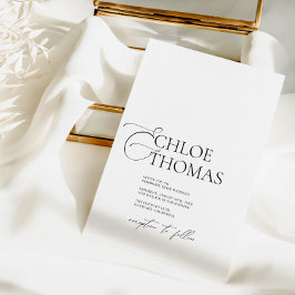 Elegant Minimal kalligrafi vit klassisk Bröllop Inbjudningar