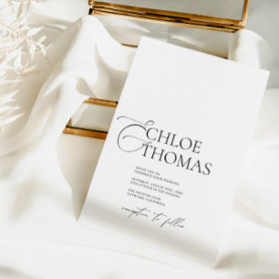 Elegant Minimal kalligrafi vit klassisk Bröllop Inbjudningar