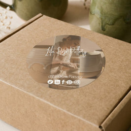 Elegant Minimal Krukmakar Foto Collage Förpackning Runt Klistermärke