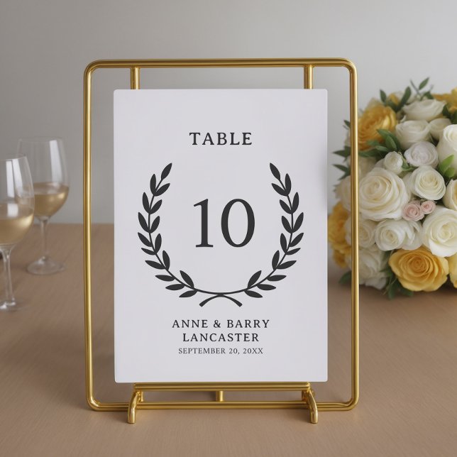 Elegant Minimal Laurel Wandeann Bröllop Bordsnumme Inbjudningar (Skapare uppladdad)