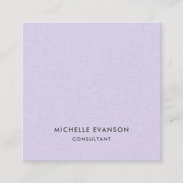 Elegant Minimal Lavendel Lila Linne Professionell Fyrkantigt Visitkort (Framsida)