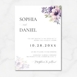 Elegant Minimal Lavender Floral Wedding Invitation Inbjudningar