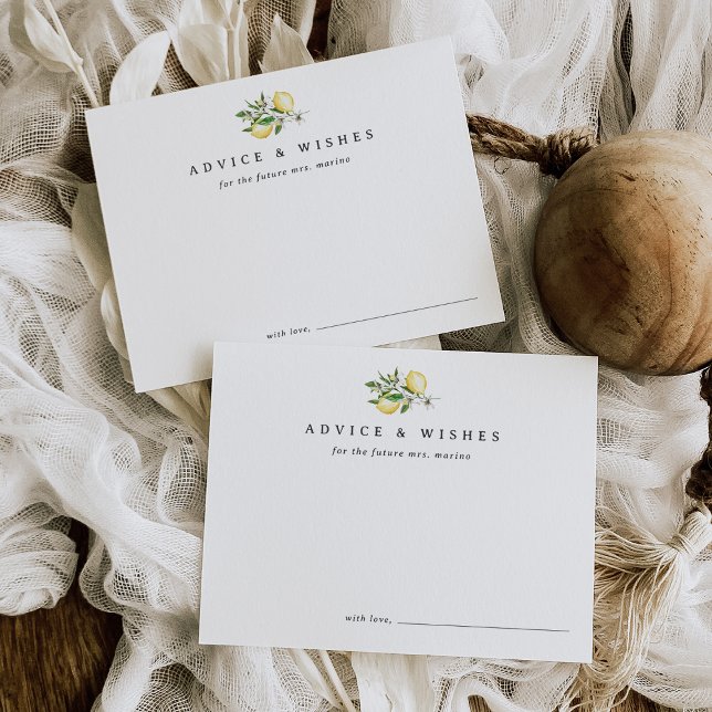 Elegant Minimal Lemon Bröllopsfest rådgivare Kort (Skapare uppladdad)