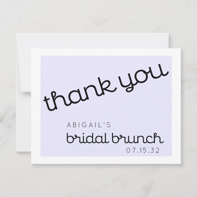 Elegant Minimal Lila Modern Bröllopsbrunch Tack Kort (Framsida)