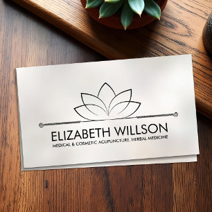 Elegant Minimal Lotus Acupuncture Nål Visitkort