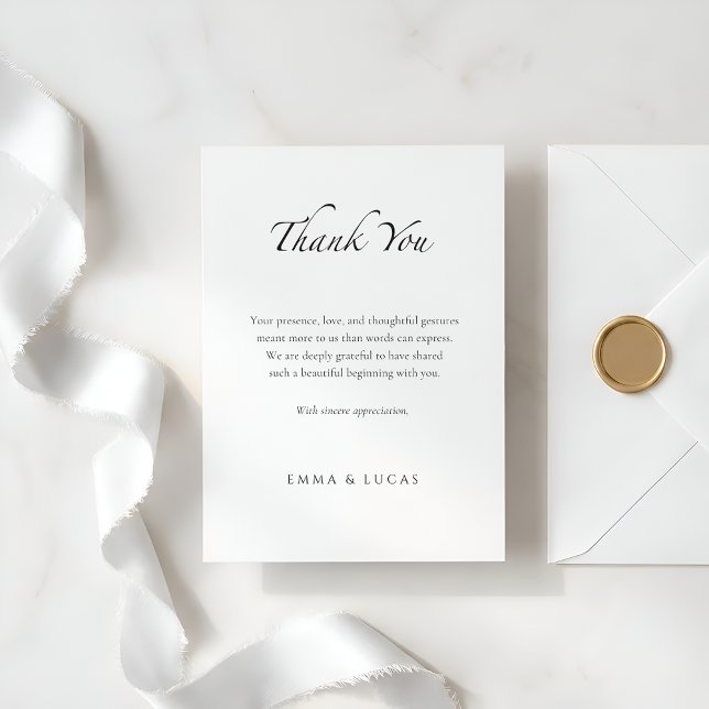Elegant Minimal | Lyx Svart & Vitt Tack Kort (Skapare uppladdad)