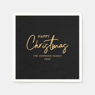 Elegant Minimal Modern Guld Black-jul Pappersservett