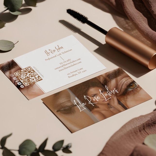 Elegant Minimal Modern Lash Artist Photo Collage Visitkort (Elegant Minimal Modern Lash Artist Photo Collage Business Card)