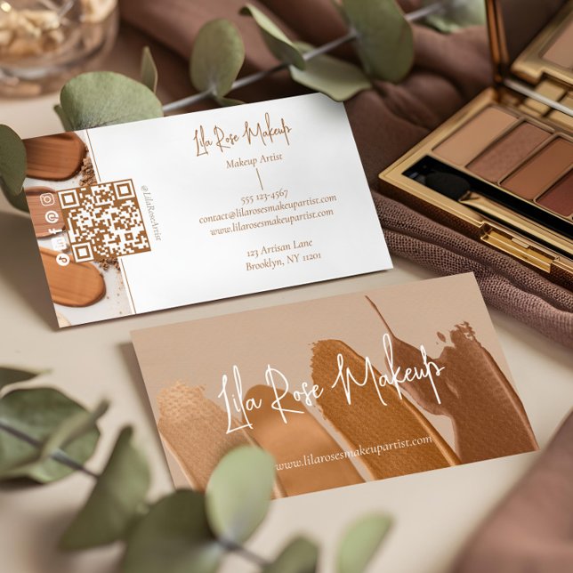 Elegant Minimal Modern Sminkartist Foto Collage Visitkort (Elegant Minimal Modern Makeup Artist Photo Collage Business Card)