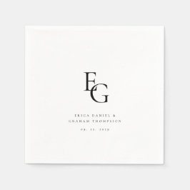 Elegant Minimal Monogram Bröllop Pappersservett