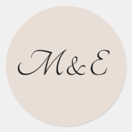 Elegant Minimal monogram Bröllop Runt Klistermärke