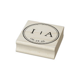Elegant Minimal Monogram Första Bokstäver Bröllop Stämpel