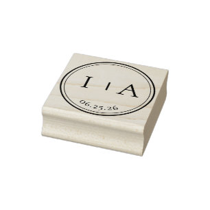 Elegant Minimal Monogram Första Bokstäver Bröllop Stämpel