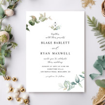 Elegant Minimal monogram Greenery Bröllop