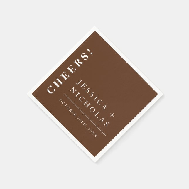 Elegant - minimal Mörk Brun Modern Bröllop Pappersservett (Hörn)