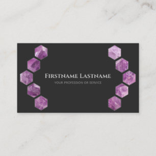 Elegant minimal mörk grått violet ametyst hexagon visitkort