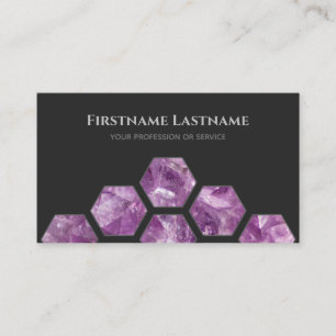 Elegant minimal mörk grått violet ametyst hexagon visitkort