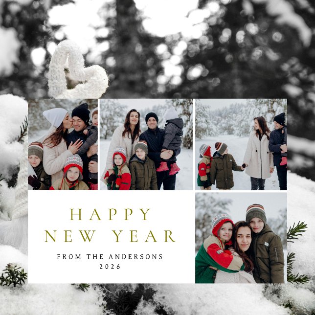 Elegant Minimal nyårsfotofamilj för Cheer-familjen Julkort (Skapare uppladdad)