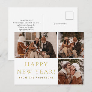 Elegant Minimal nyårsfotofamilj för Chef-familjen Helg Vykort