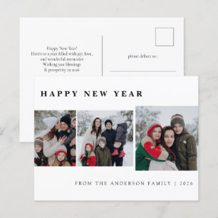 Elegant Minimal nyårsfotofamilj för Chef-familjen Helg Vykort