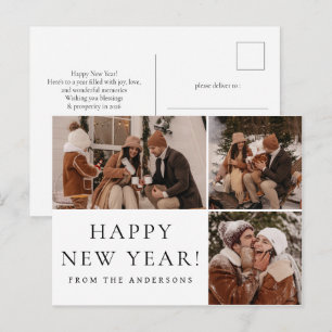Elegant Minimal nyårsfotofamilj för Chef-familjen Helg Vykort