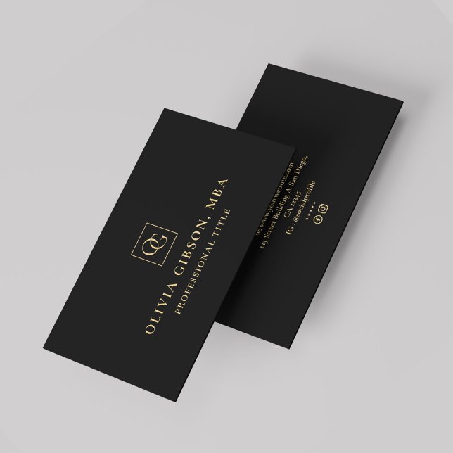 Elegant Minimal OG-Professionell för monogramLogot Visitkort (Elegant Minimal Monogram Logo OG Professional Business Card
)