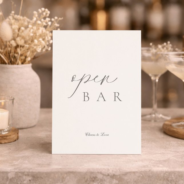Elegant Minimal Open Bar Wedding Sign Inbjudningar (Skapare uppladdad)
