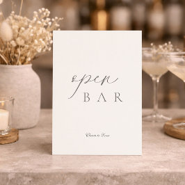 Elegant Minimal Öppen Bar Bröllopsskylt Inbjudningar