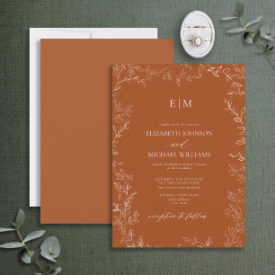 Elegant Minimal Orange för förbränning av Löv i Mo Inbjudningar