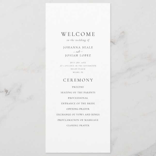 Elegant Minimal Palm Tree Wedding Program (Framsida)