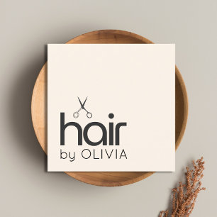 Elegant Minimal Pastel Black Scissors Hairstylist Fyrkantigt Visitkort