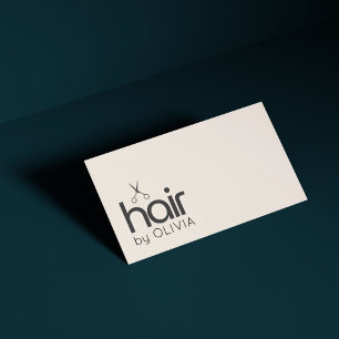Elegant Minimal Pastel Black Scissors Hairstylist Visitkort