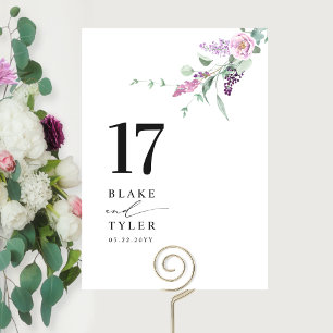 Elegant, minimal pastel Färg Blommigt Bröllop Bordsnummer