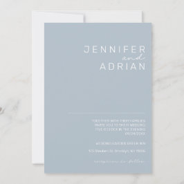 Elegant Minimal Pastellblå Modern Enkel Bröllopsin Inbjudningar