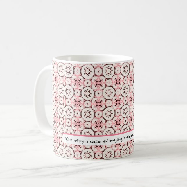 Elegant Minimal redigerbar text för Rosa ros Mönst Kaffemugg (Framsida vänster)