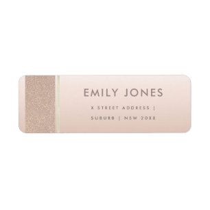 ELEGANT MINIMAL RO GULD SHIMMER ADRESS RETURADRESS ETIKETT