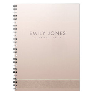 ELEGANT MINIMAL RO GULD SHIMMER PERSONLIG ANTECKNINGSBOK MED SPIRAL