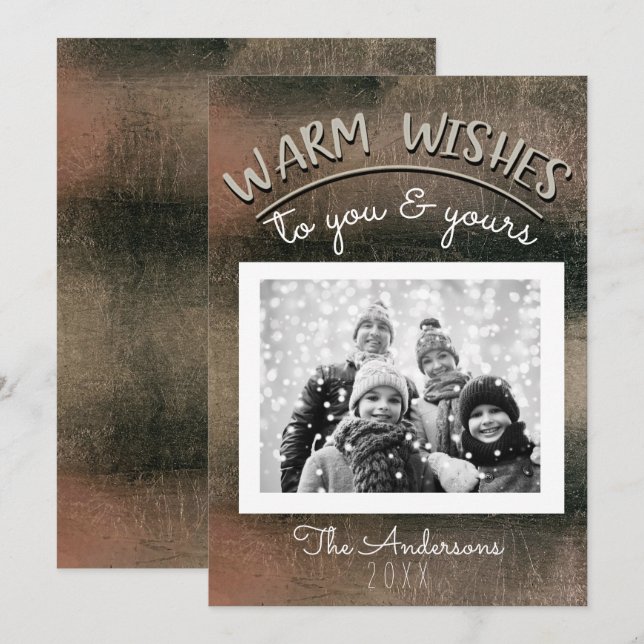 Elegant Minimal Ro Guld svart julfoto Inbjudningar (Fram/baksida)