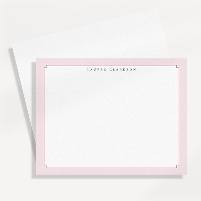 Elegant Minimal Rosa Kant Notkort Meddelande (Skapare uppladdad)