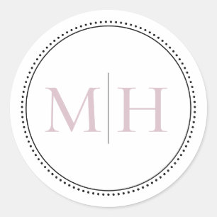 Elegant Minimal Rosabränd Monogram Prickad Kant Runt Klistermärke